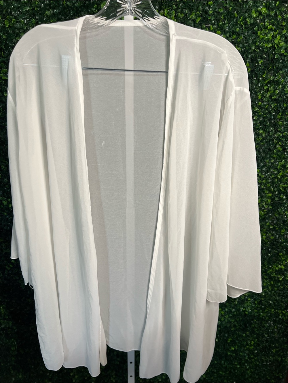 Light Cream Sheer Open-Front Women's Kimono